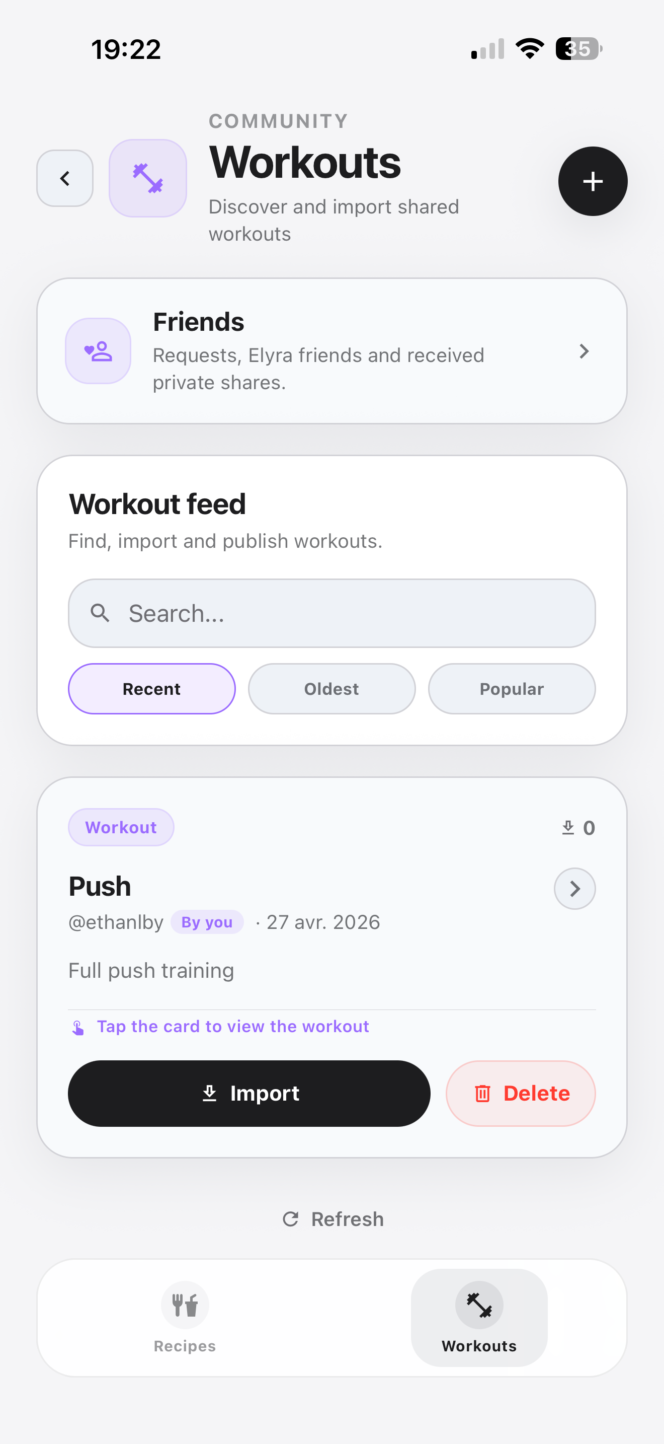 Preview of Elyra community workout sharing.