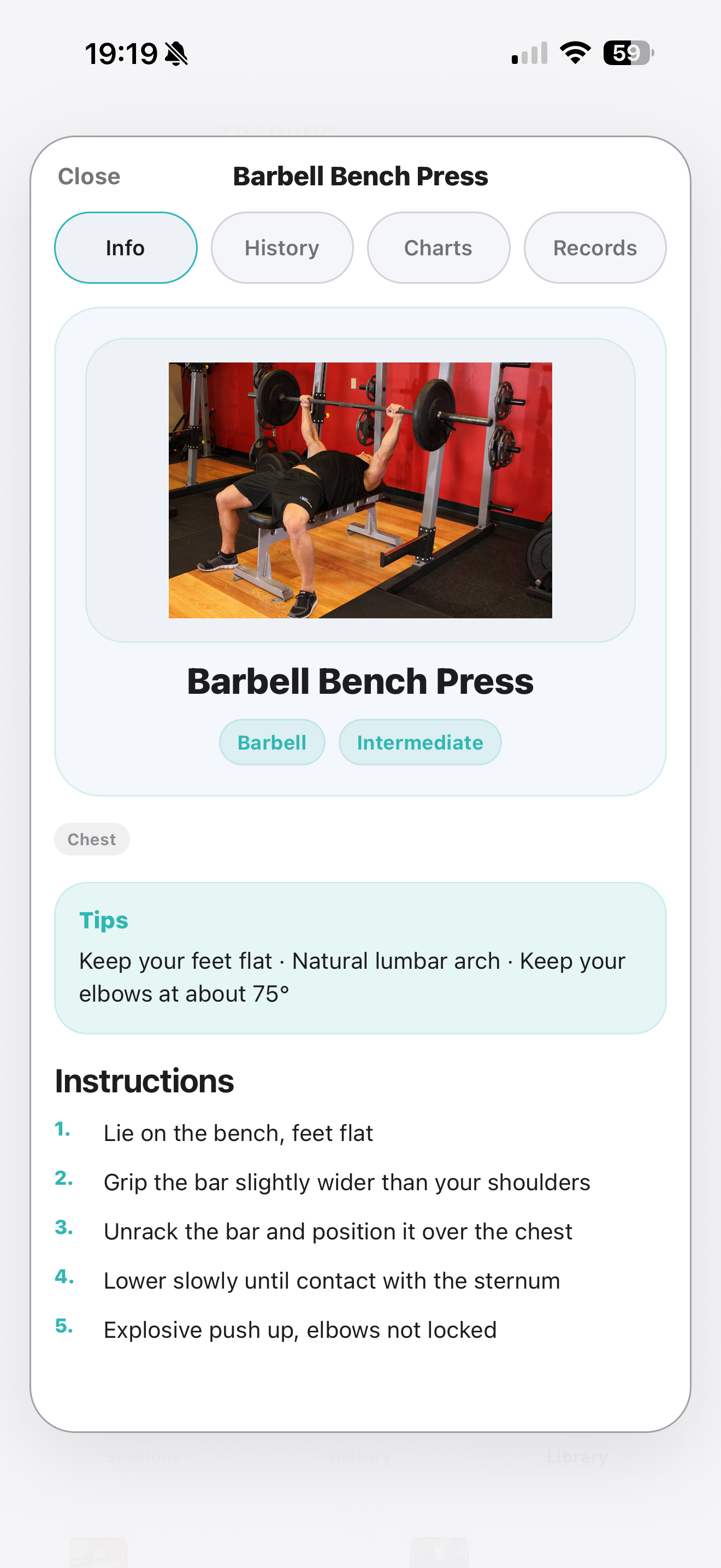 Preview of an exercise detail page in Elyra.