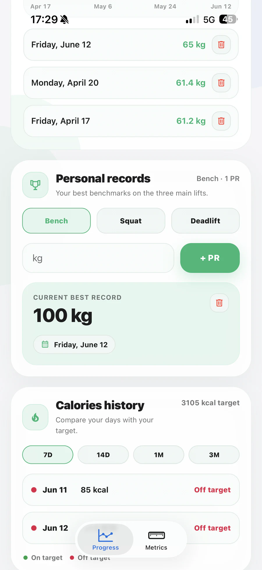 Preview of personal records in Elyra.