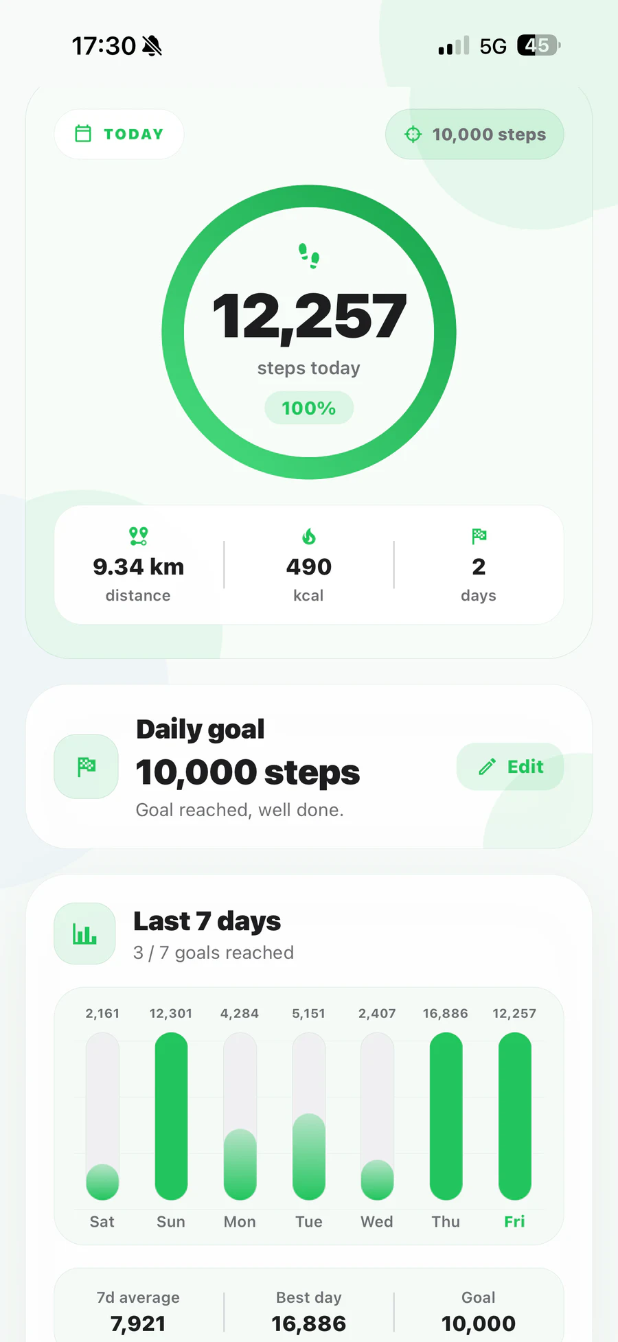 Preview of HealthKit step tracking in Elyra.